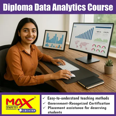 Diploma Data Analytics course poster: easy-to-understand teaching, certification and placement assistance for deserving students